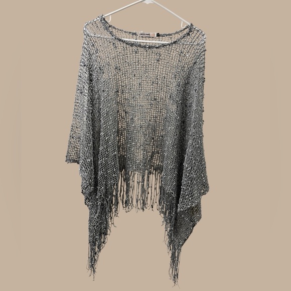Origami Sweaters - Women’s Fringe Sweater Cover Up in Blue
